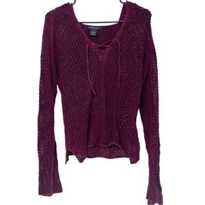 Abercrombie & Fitch open knit mesh pullover hoodie sweater